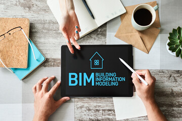 BIM - Building information modeling concept on screen.
