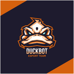 Duck head logo for sport or esport team. Design element for company logo, label, emblem, apparel or other merchandise. Scalable and editable Vector illustration