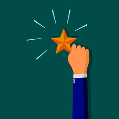 Human Resource Management or Talent Concept. Hand holding and Raise up a Golden Star