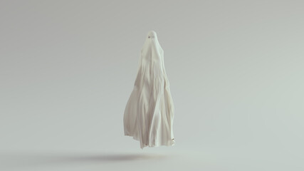 White Ghost Spirit Floating Long Death Shroud Blowing in the Wind 3d illustration