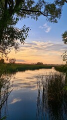 sunset over the river