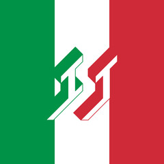 IT - international 2-letter code or National domain of Italy. I and T - Monogram or logotype. Isometric 3d font for design. Three-dimension letters.