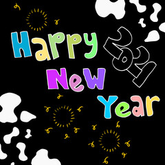 Doodle text 2021. Hand-drawn illustration. Vector image for web, cards, congratulations, posters, textiles, backgrounds.