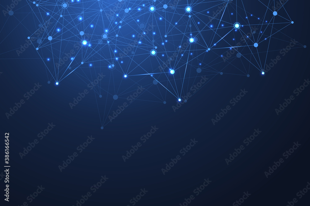 Aufkleber Geometric connected background lines and dots. Simple technology abstract graphic background design, illustration.