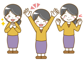 中年女性の楽しい表情