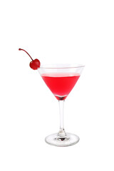 red cocktail with cherry