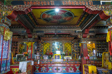 Fototapeta na wymiar Darjeeling, India - October 2020: The Bhutia Busty Monastery in Darjeeling on October 14, 2020 in West Bengala, India.