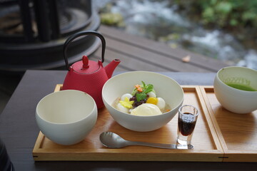 あんみつとお茶