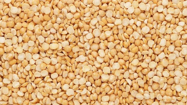 Yellow peas. Raw peas, dolly shot.