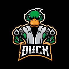 Duck mascot logo design illustration for gaming