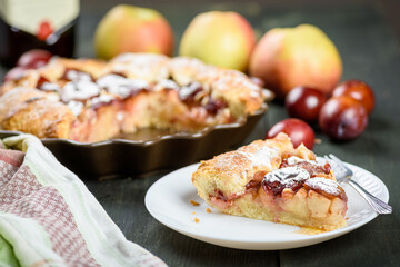 homemade apple and plum cake