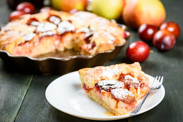 homemade apple and plum cake