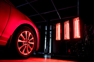 Infrared lamps for drying of car body parts after applying save gloss coating