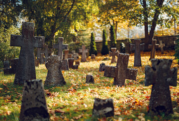 Old cemetry in Tallinn Monastery in Autumn colors