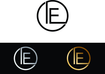 IE Circular Letter Logo with Circle Design and Black red gold color