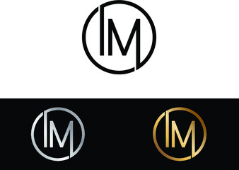 IM Circular Letter Logo with Circle Design and Black red gold color