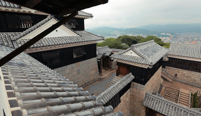 Fototapeta na wymiar Matsuyama Castle in Matsuyama, Japan from inside