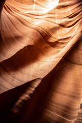 Red rock formation in Antelope Canyon, unusual bewitching pattern