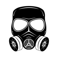 Biohazard mask. Virus and biological danger. Icon, logo, poster, sticker, clothes application template. Vector illustration.