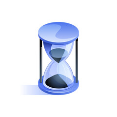 Blue sand hourglass icon in isometric view