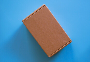cardboard box isolated blue background