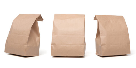 Group of Lunch Paper bag isolated on a white background