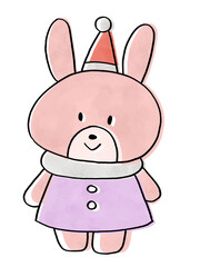 クリスマスをイメージしたピンクのうさぎ