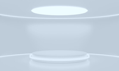 3D Rendering of futuristic podium. Blank pedestal for product display