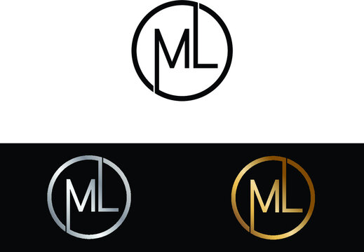 ML Circular Letter Logo with Circle Design and Black red gold color