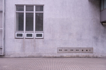 street wall background ,Industrial background, empty grunge urban street with warehouse brick wall