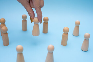 Successful team leader, Woman hand choose people standing out from the other.