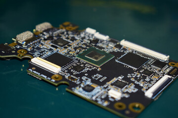 close up of computer circuit board