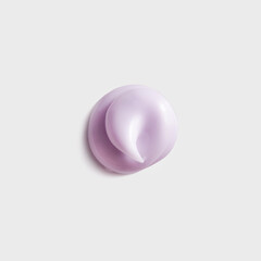 Purple drop of skin cream on a gray background