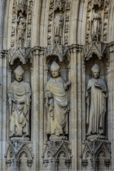 Entrance fragment to Bordeaux Cathedral (Cathedrale Saint-Andre de Bordeaux, from 1096), Roman Catholic Church dedicated to Saint Andrew. It is seat of the Archbishop of Bordeaux. Bordeaux, France.