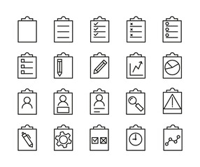 Simple Set Of Clipboard Related Outline Icons. Elements For Mobile Concept And Web Apps. Thin Line Vector Icons For Website Design And Development, App Development. Premium Pack.