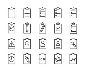 Simple Set Of Clipboard Related Outline Icons. Elements For Mobile Concept And Web Apps. Thin Line Vector Icons For Website Design And Development, App Development. Premium Pack.