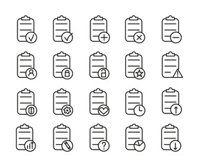 Simple Set Of Clipboard Related Outline Icons. Elements For Mobile Concept And Web Apps. Thin Line Vector Icons For Website Design And Development, App Development. Premium Pack.