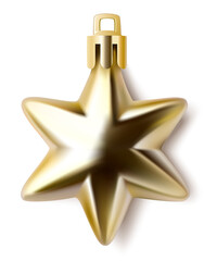 Decorative new year golden star isolated on white. Christmas decoration. Vector illustration.