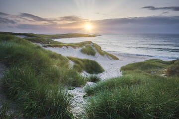 Beach at Baleloch during sunset, North Uist, Outer Hebrides, Scotland