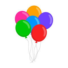 Cartoon balloons in flat style. Colorful bunch of balloons. For birthday, party and holiday.