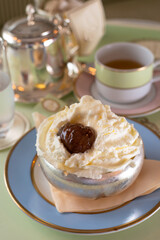 ice wip cream topping with dry plum