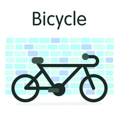 Vector of Bicycle and wall. Eps10 vector illustration.