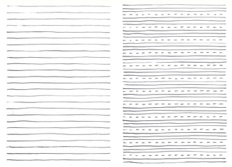 Striped pattern series. Two types of lines on white done with black ink