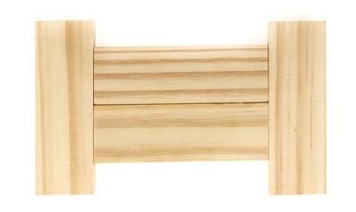 Stack wooden blocks  isolated on a white background. Wooden Blocks disrupted and building on white background