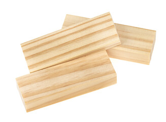 Stack wooden blocks  isolated on a white background. Wooden Blocks disrupted and building on white background