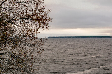 October autumn landscape with water elements.