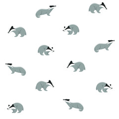 Simple seamless trendy animal pattern with badger. Cartoon vector illustration.