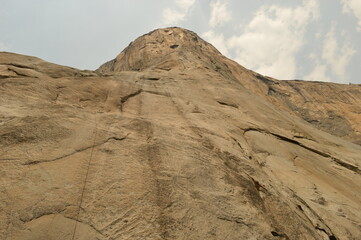 Hiking and climbing on the mighty El Capitan in Yosemite National Park in California, USA
