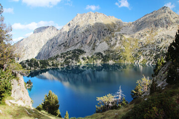 Black lake in Lakes de San Mauricio National Park, Catalonia, Spain