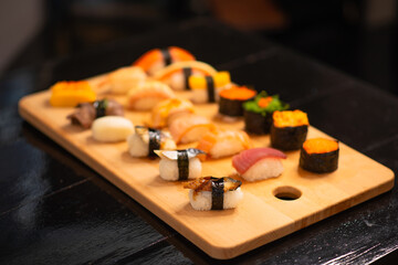 assorted of nigiri Japanese sushi set